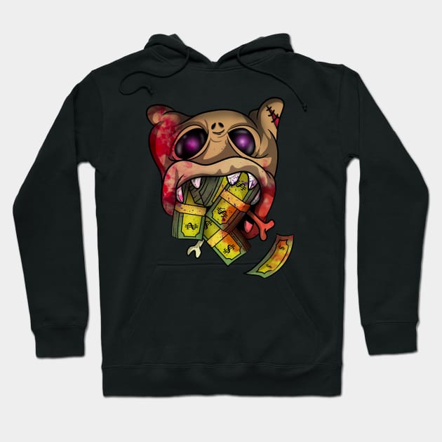 Graffiti style Cash Kitty gangster cat Hoodie by Trendy Black Sheep